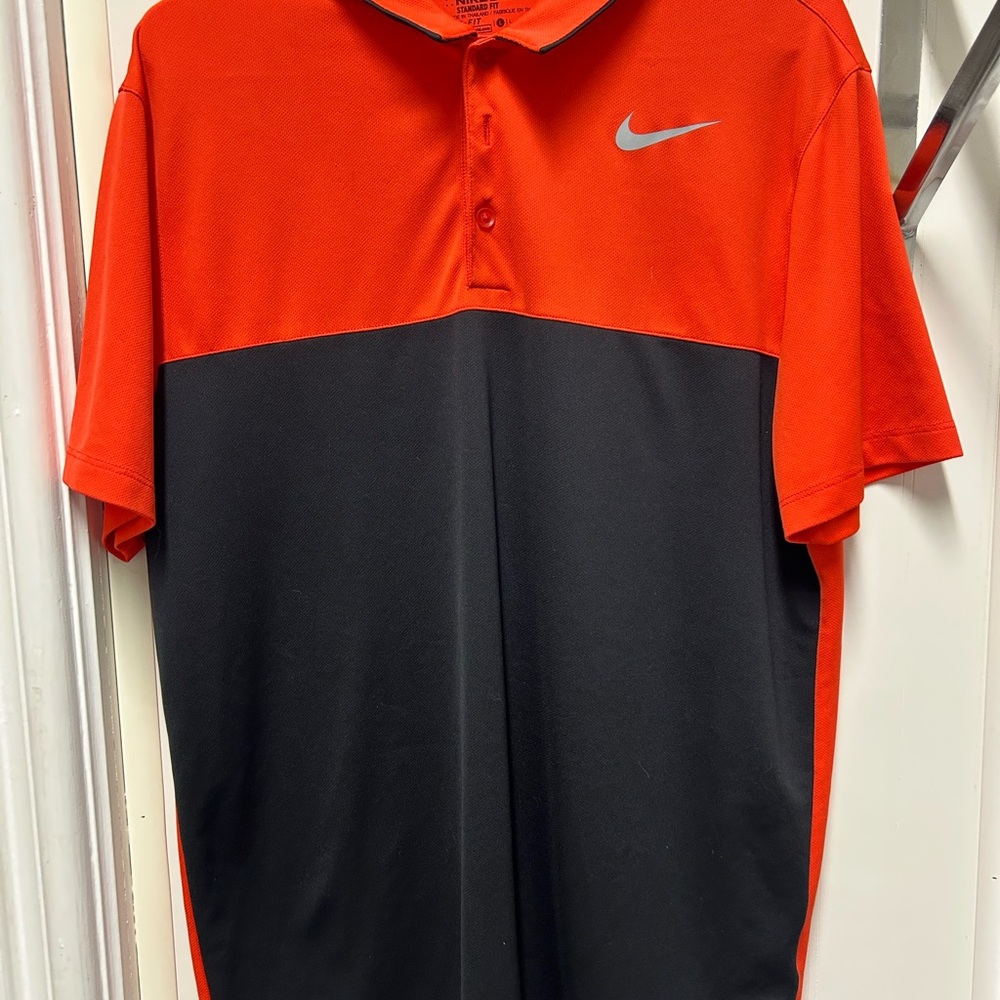 Nike Men's Red and Black Polo Shirt